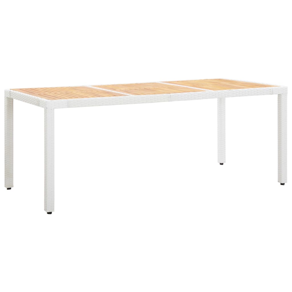Τραπέζι Κήπου Άσπρο 190x90x75 εκ Συνθ. Ρατάν/Μασίφ Ξύλο Ακακίας