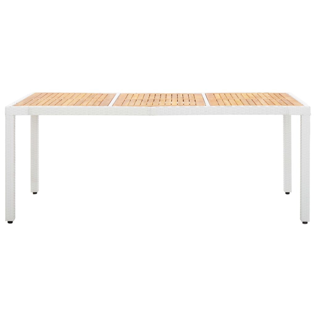 Τραπέζι Κήπου Άσπρο 190x90x75 εκ Συνθ. Ρατάν/Μασίφ Ξύλο Ακακίας