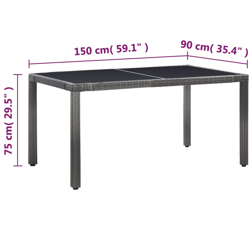 Σετ Τραπεζαρίας Εξωτερικού Χώρου 7 τεμ. Γκρι Συνθετικό Ρατάν