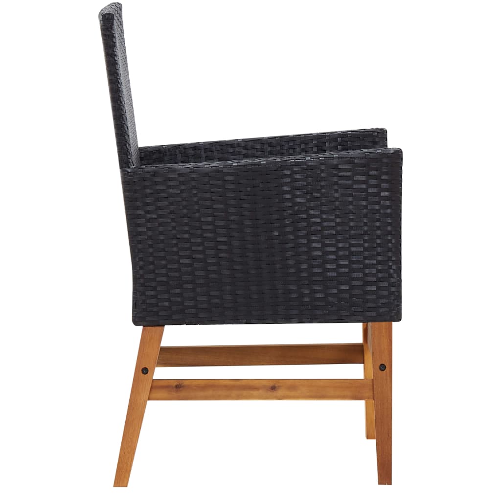 Σετ Τραπεζαρίας Εξ. Χώρου 7 τεμ. Μαύρο Συνθ. Ρατάν/Ξύλο Ακακίας