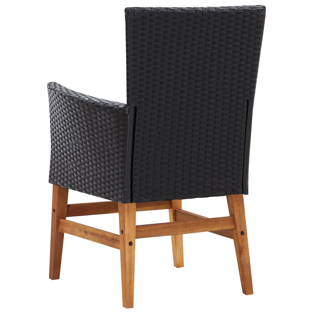 Σετ Τραπεζαρίας Εξ. Χώρου 7 τεμ. Μαύρο Συνθ. Ρατάν/Ξύλο Ακακίας