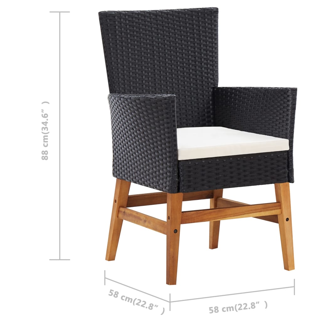 Σετ Τραπεζαρίας Εξ. Χώρου 9 τεμ. Μαύρo Συνθ. Ρατάν/Ξύλο Ακακίας