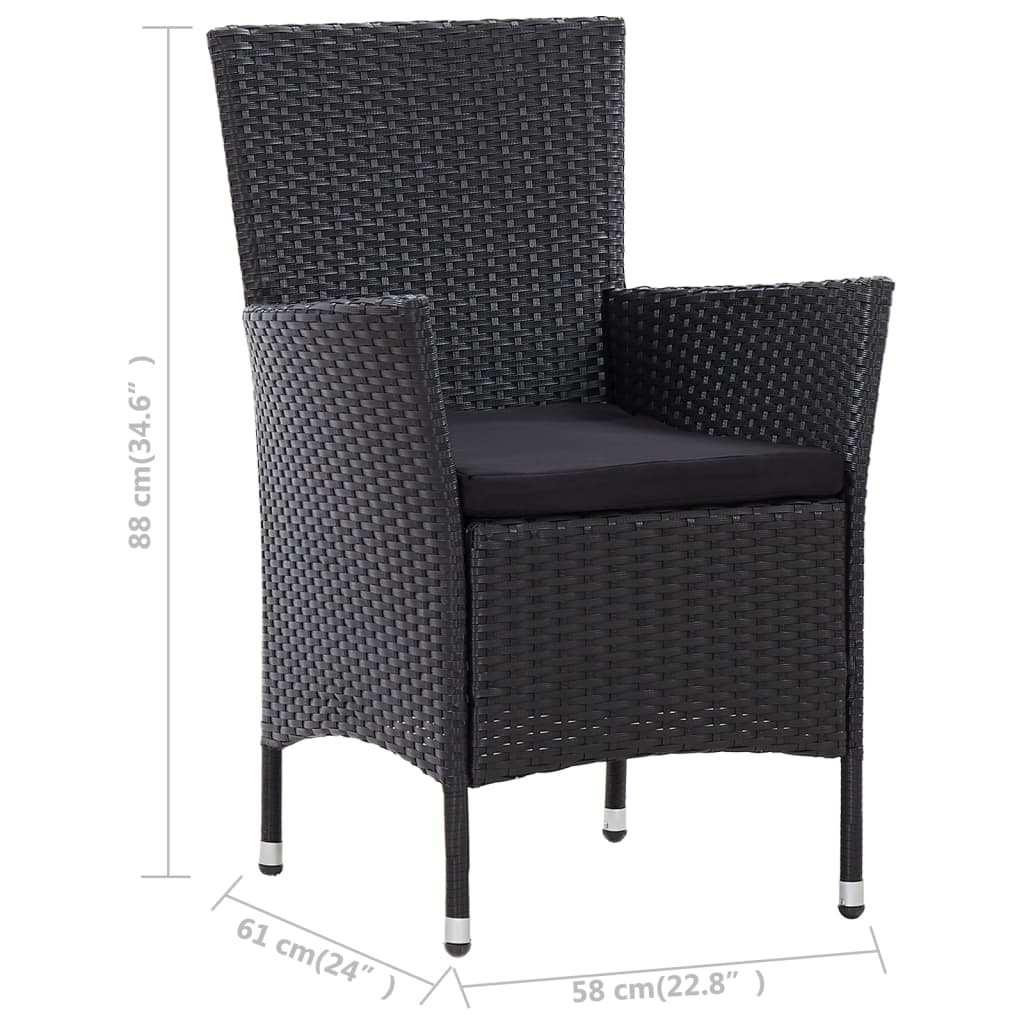 Σετ Τραπεζαρίας Εξ. Χώρου 5 τεμ. Μαύρο Συνθ. Ρατάν με Μαξιλάρια