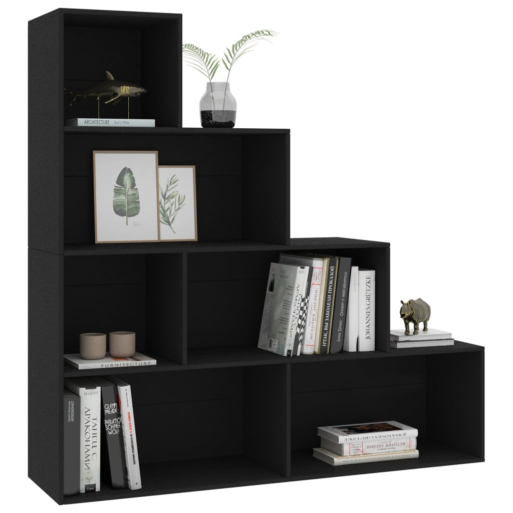 Βιβλιοθήκη/Διαχωριστικό Χώρου Μαύρο 155x24x160 εκ. Επεξ. Ξύλο - Pakobazaar