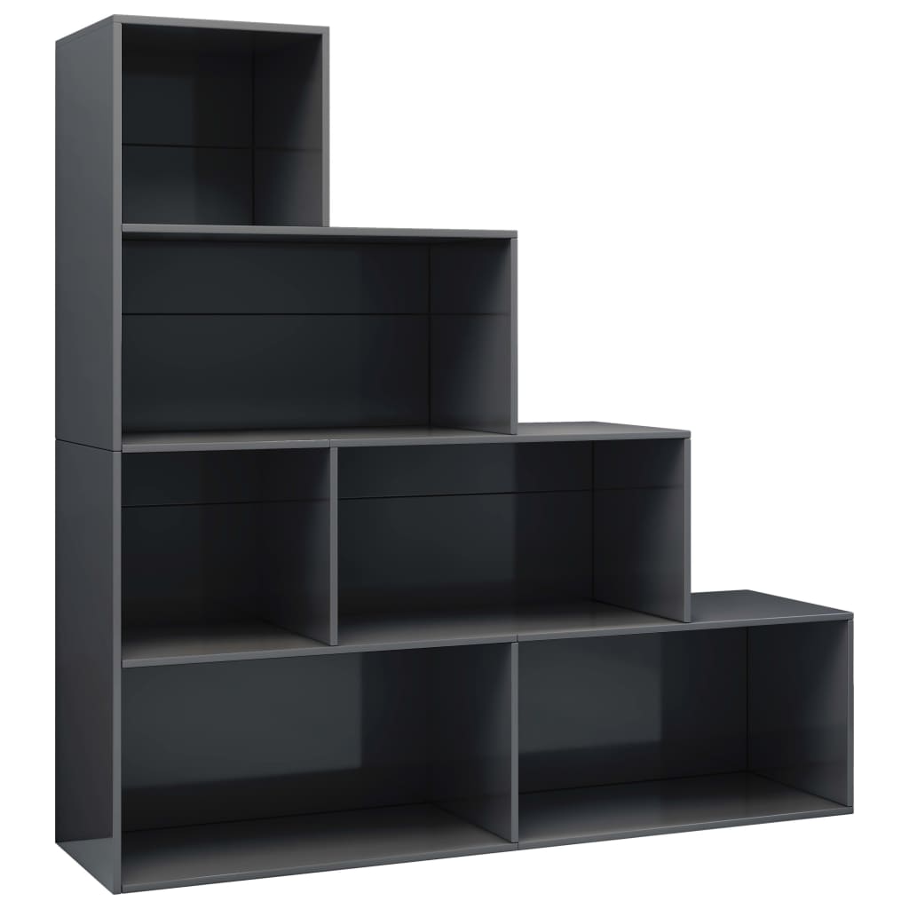 Βιβλιοθήκη/Διαχωριστικό Γυαλιστ. Γκρι 155x24x160 εκ Επεξ. Ξύλο