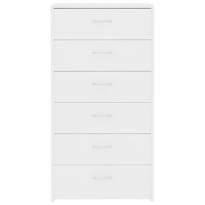 Συρταριέρα με 6 Συρτάρια Λευκή 50 x 34 x 96 εκ. από Επεξ. Ξύλο