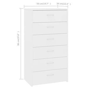 Συρταριέρα με 6 Συρτάρια Λευκή 50 x 34 x 96 εκ. από Επεξ. Ξύλο