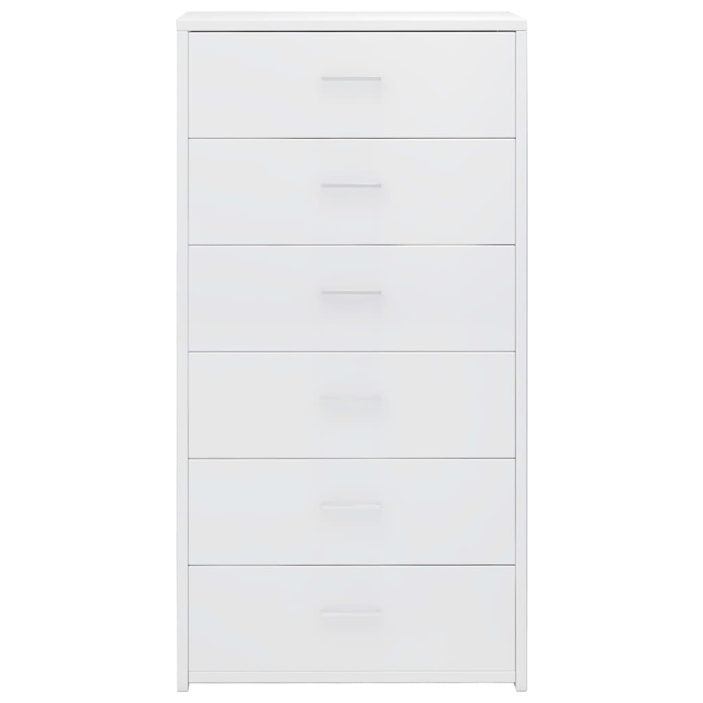 Συρταριέρα με 6 Συρτάρια Γυαλ. Λευκό 50x34x96 εκ. Επεξ. Ξύλο - Pakobazaar