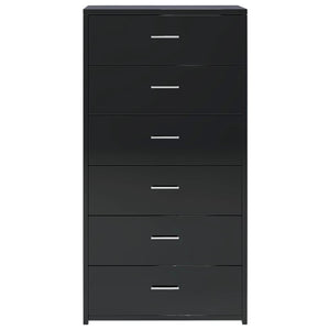 Συρταριέρα με 6 Συρτάρια Γυαλ. Μαύρο 50x34x96 εκ. Μοριοσανίδα