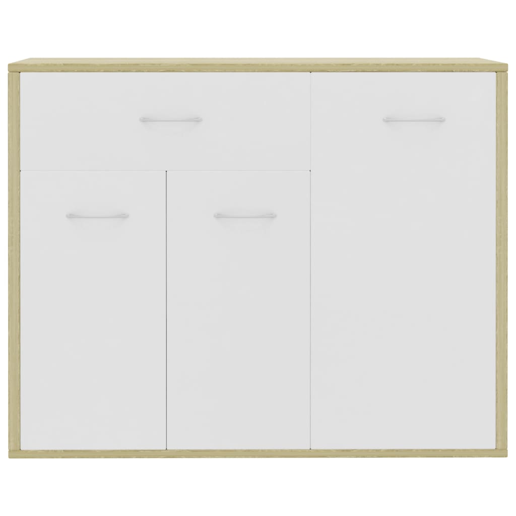 Μπουφές Λευκό / Sonoma Δρυς 88 x 30 x 70 εκ. από Επεξ. Ξύλο