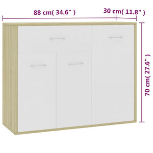 Μπουφές Λευκό / Sonoma Δρυς 88 x 30 x 70 εκ. από Επεξ. Ξύλο