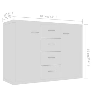 Μπουφές Λευκός 88 x 30 x 65 εκ. από Επεξ. Ξύλο