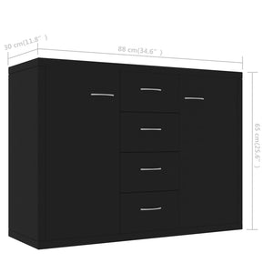 Μπουφές Μαύρος 88 x 30 x 65 εκ. από Επεξ. Ξύλο - Pakobazaar