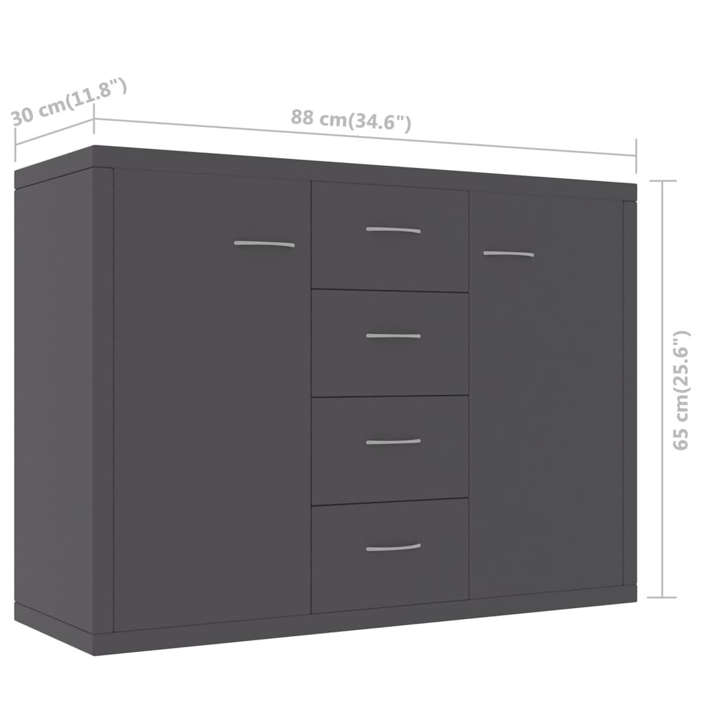 Μπουφές Γκρι 88 x 30 x 65 εκ. από Επεξ. Ξύλο