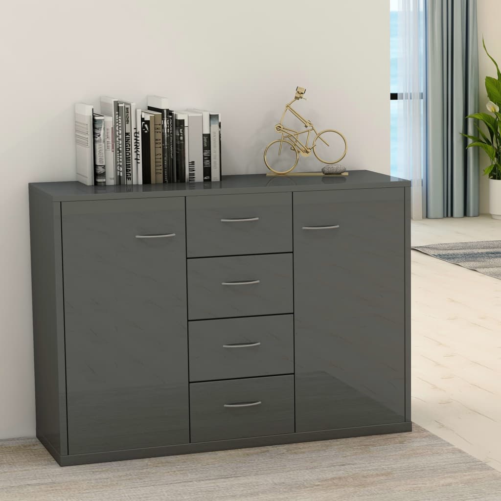 Μπουφές Γυαλιστερό Γκρι 88 x 30 x 65 εκ. από Επεξ. Ξύλο