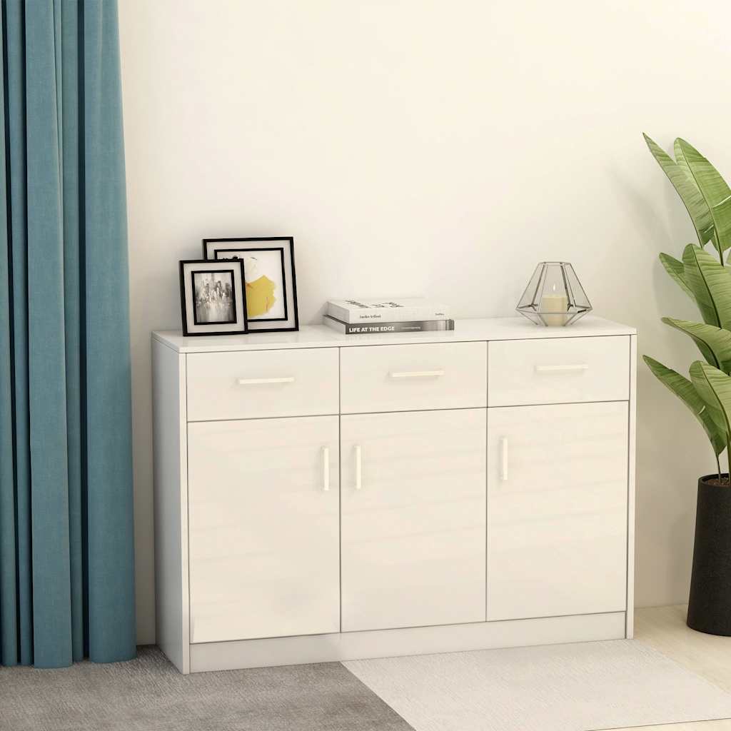 Μπουφές Λευκός 110 x 30 x 75 εκ. από Επεξ. Ξύλο