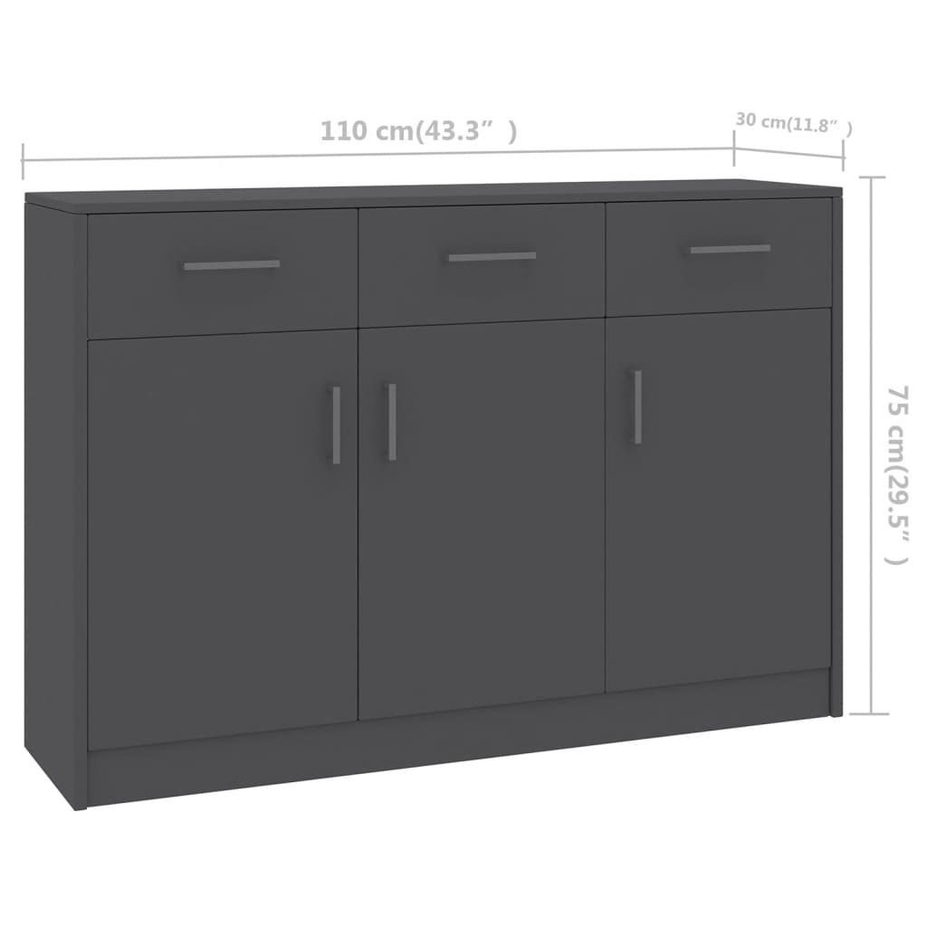 Μπουφές Γκρι 110 x 30 x 75 εκ. από Επεξ. Ξύλο - Pakobazaar