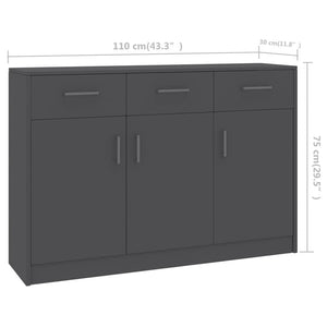 Μπουφές Γκρι 110 x 30 x 75 εκ. από Επεξ. Ξύλο - Pakobazaar