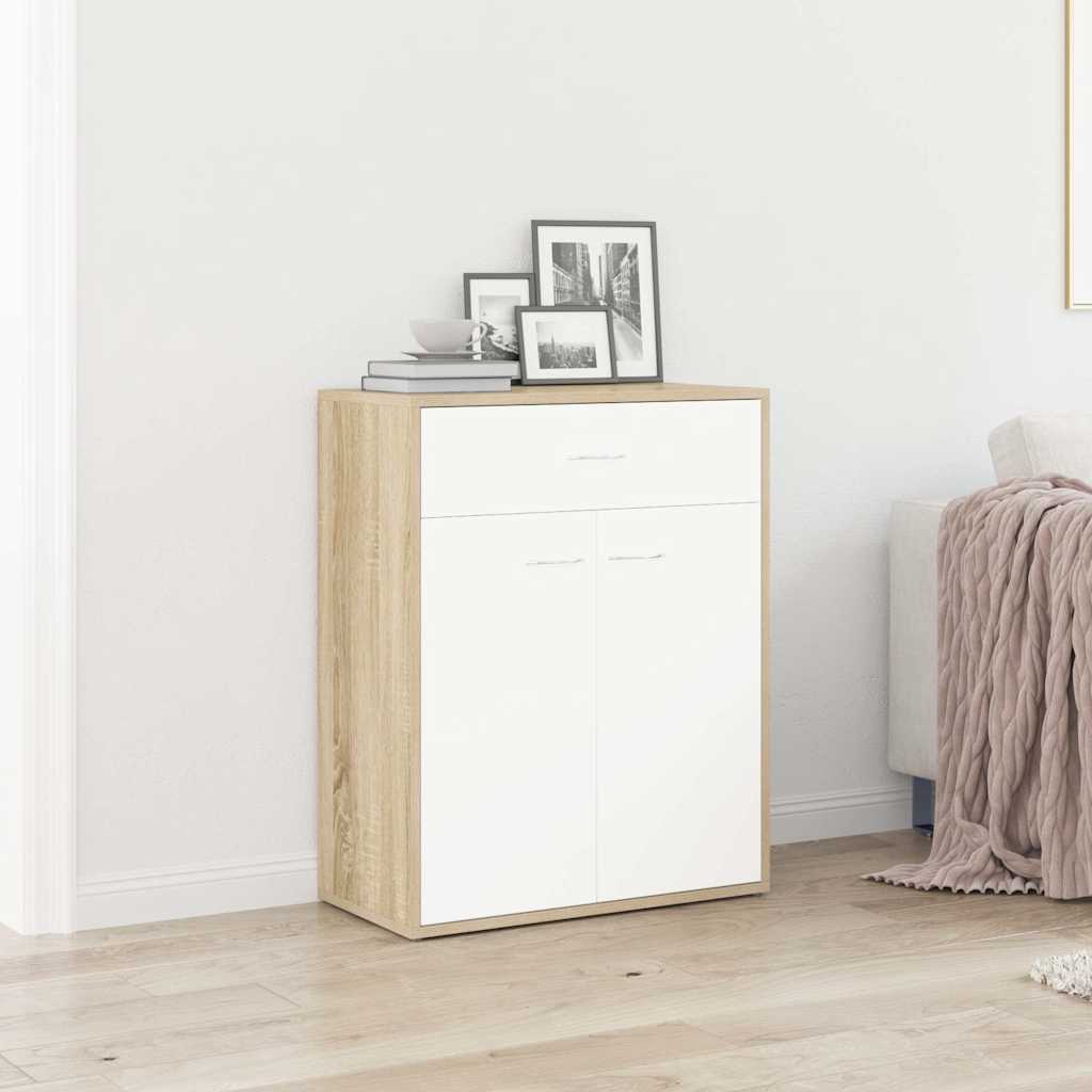Ντουλάπι Λευκό / Sonoma Δρυς 60 x 30 x 75 εκ. από Μοριοσανίδα