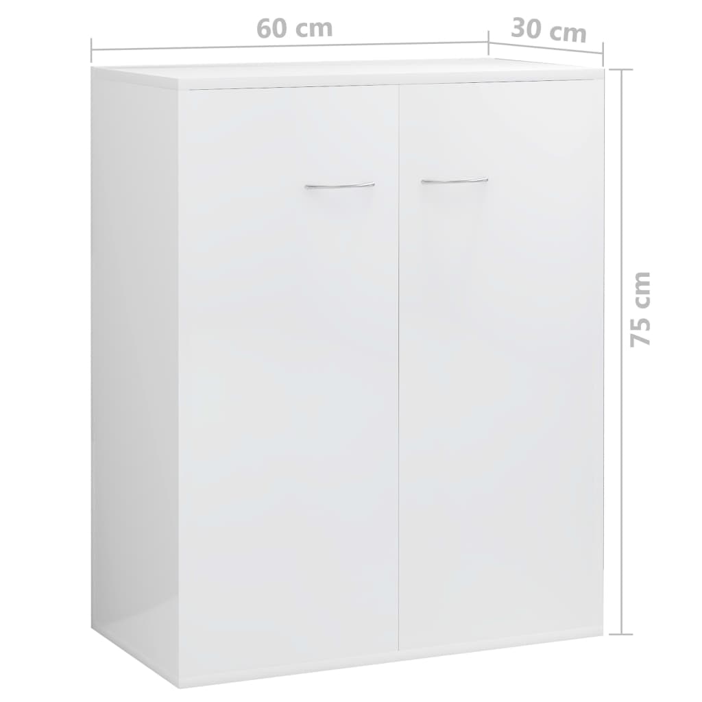 Ντουλάπι Γυαλιστερό Λευκό 60 x 30 x 75 εκ. από Επεξ. Ξύλο