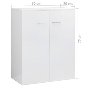 Ντουλάπι Γυαλιστερό Λευκό 60 x 30 x 75 εκ. από Επεξ. Ξύλο