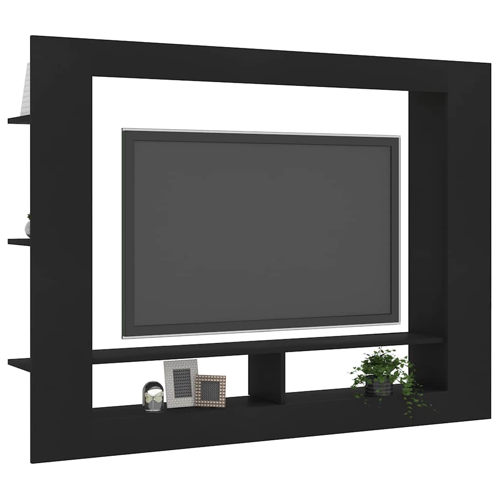 Έπιπλο Τηλεόρασης Μαύρο 152x22x113 εκ. από Επεξεργασμένο Ξύλο