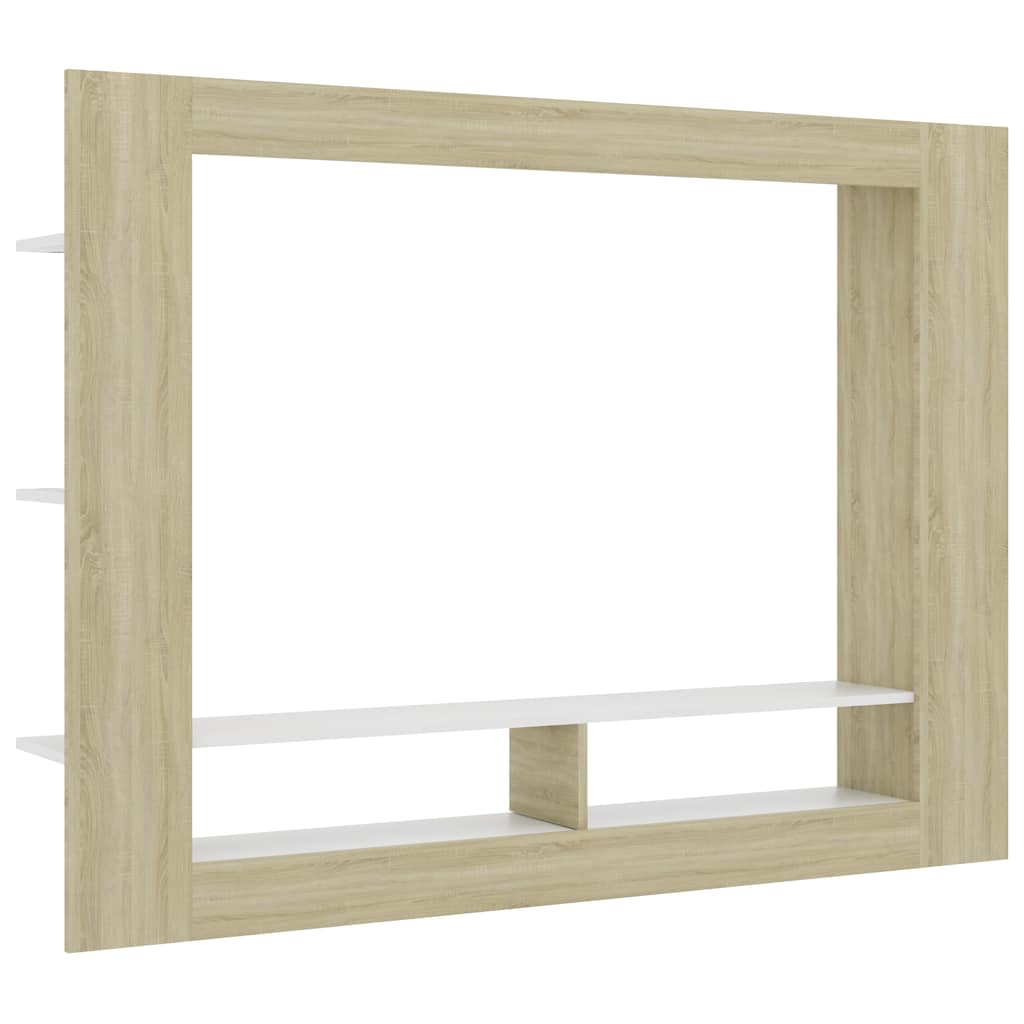 Έπιπλο Τηλεόρασης Λευκό/Sonoma Δρυς 152x22x113 εκ. Επεξ. Ξύλο