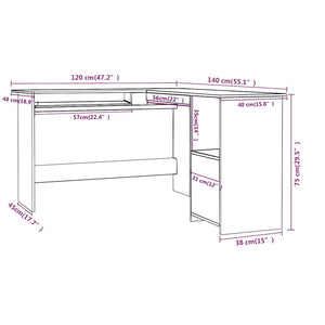 Γραφείο Γωνιακό Γκρι 120 x 140 x 75 εκ. από Επεξ. Ξύλο