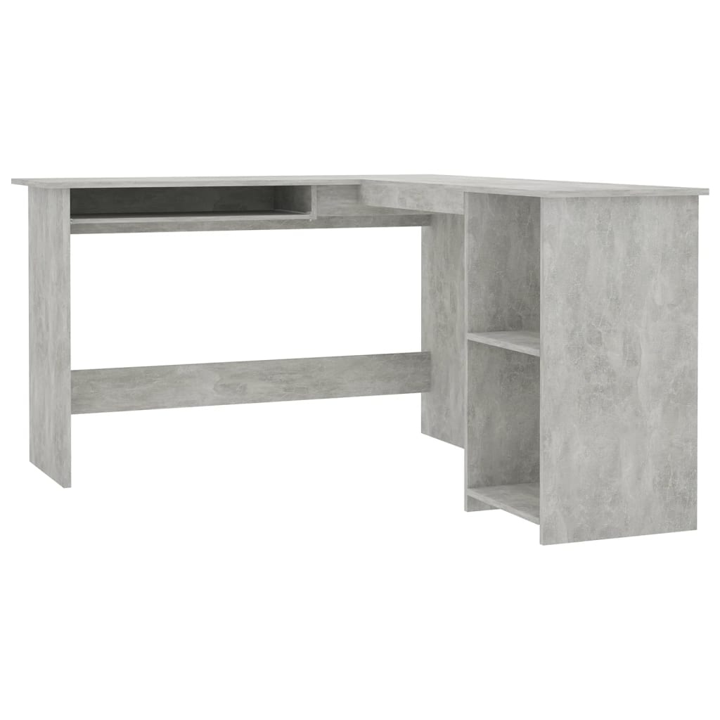 Γραφείο Γωνιακό Γκρι Σκυροδέματος 120x140x75 εκ. Επεξ. Ξύλο