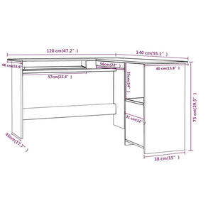 Γραφείο Γωνιακό Γκρι Σκυροδέματος 120x140x75 εκ. Επεξ. Ξύλο