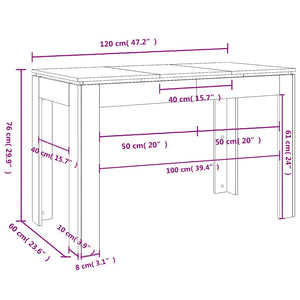 Τραπεζαρία Λευκή 120 x 60 x 76 εκ. από Επεξ. Ξύλο