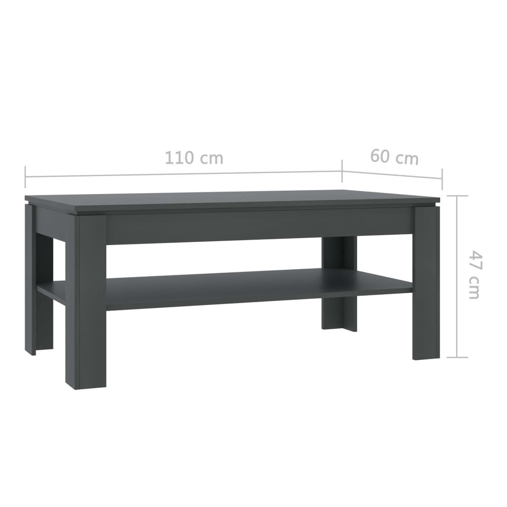 Τραπεζάκι Σαλονιού Γκρι 110 x 60 x 47 εκ. από Μοριοσανίδα