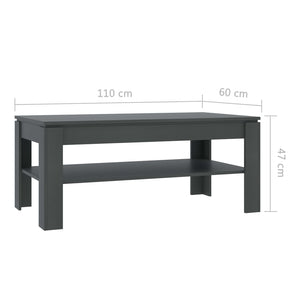 Τραπεζάκι Σαλονιού Γκρι 110 x 60 x 47 εκ. από Μοριοσανίδα