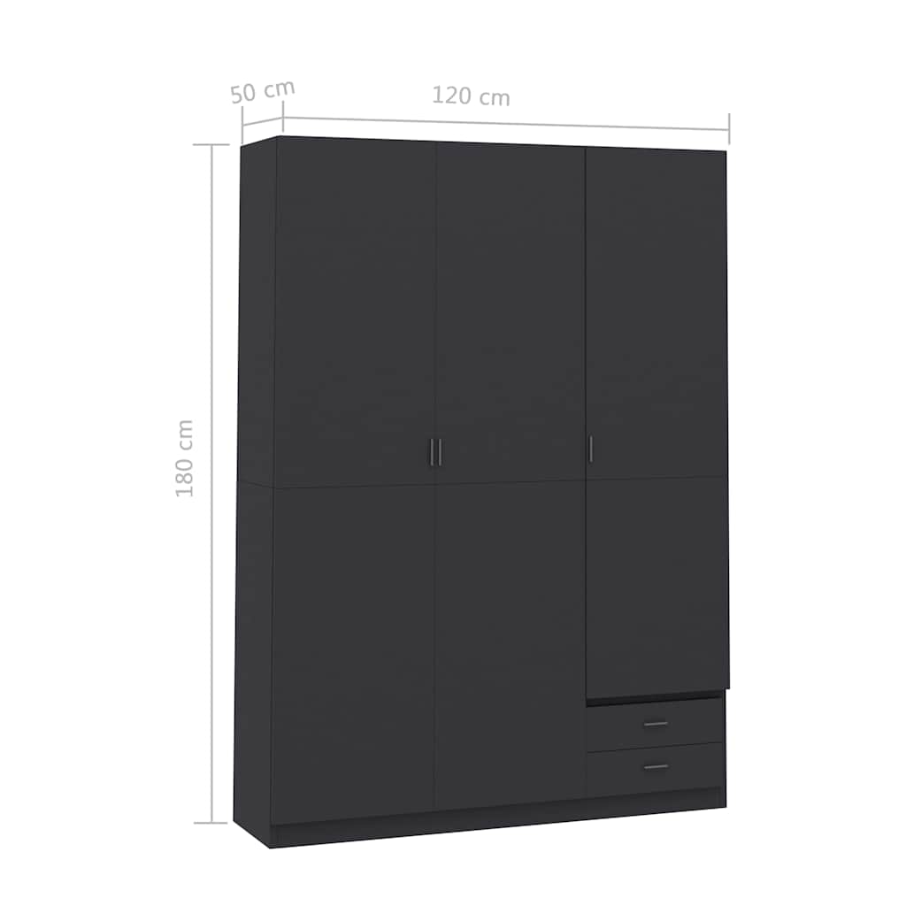 Ντουλάπα Τρίφυλλη Γκρι 120 x 50 x 180 εκ. από Μοριοσανίδα - Pakobazaar