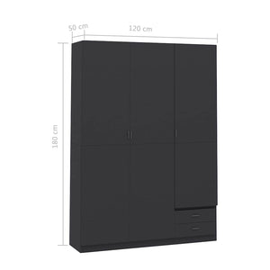 Ντουλάπα Τρίφυλλη Γκρι 120 x 50 x 180 εκ. από Μοριοσανίδα - Pakobazaar