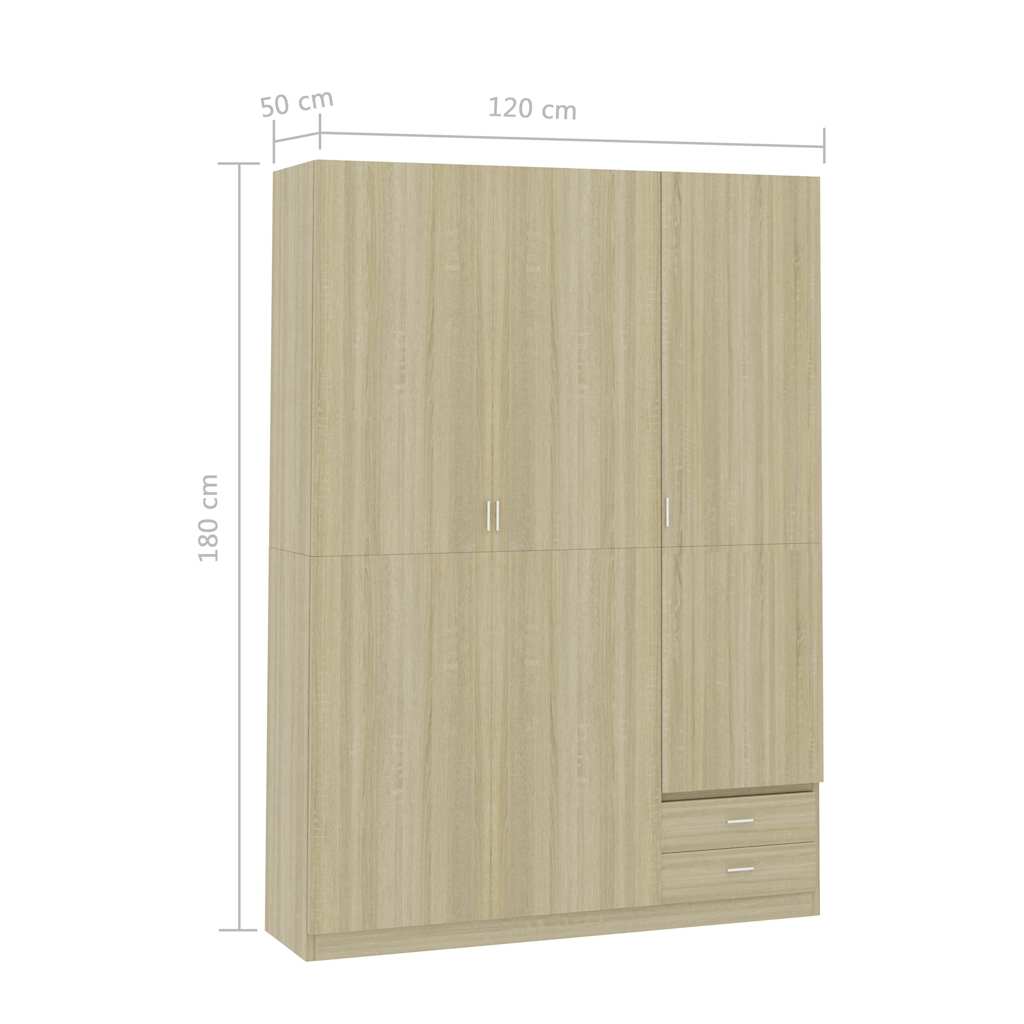 Ντουλάπα Τρίφυλλη Sonoma Δρυς 120x50x180 εκ. από Μοριοσανίδα