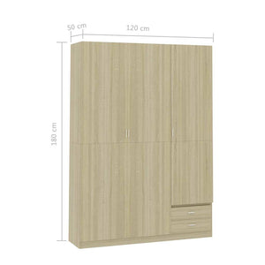 Ντουλάπα Τρίφυλλη Sonoma Δρυς 120x50x180 εκ. από Μοριοσανίδα
