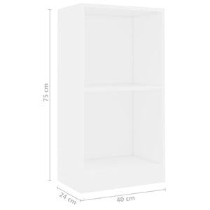 Βιβλιοθήκη Λευκή 40x24x75 εκ. από Επεξ. Ξύλο - Pakobazaar