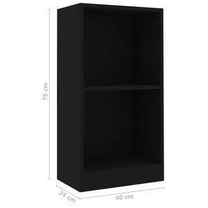 Βιβλιοθήκη Μαύρο 40x24x75 εκ. από Επεξ. Ξύλο - Pakobazaar
