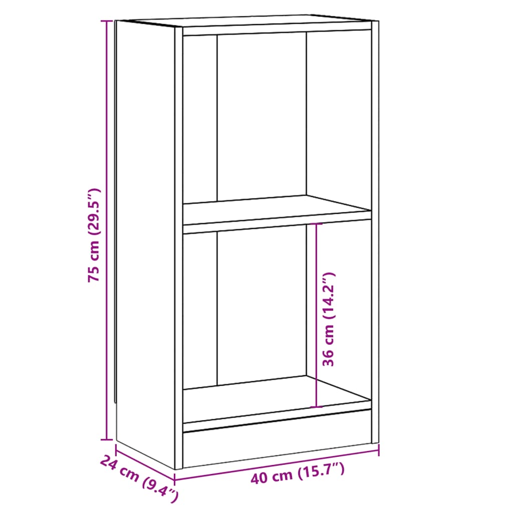 Βιβλιοθήκη Χρώμα Sonoma Δρυς 40 x 24 x 75 εκ. από Μοριοσανίδα
