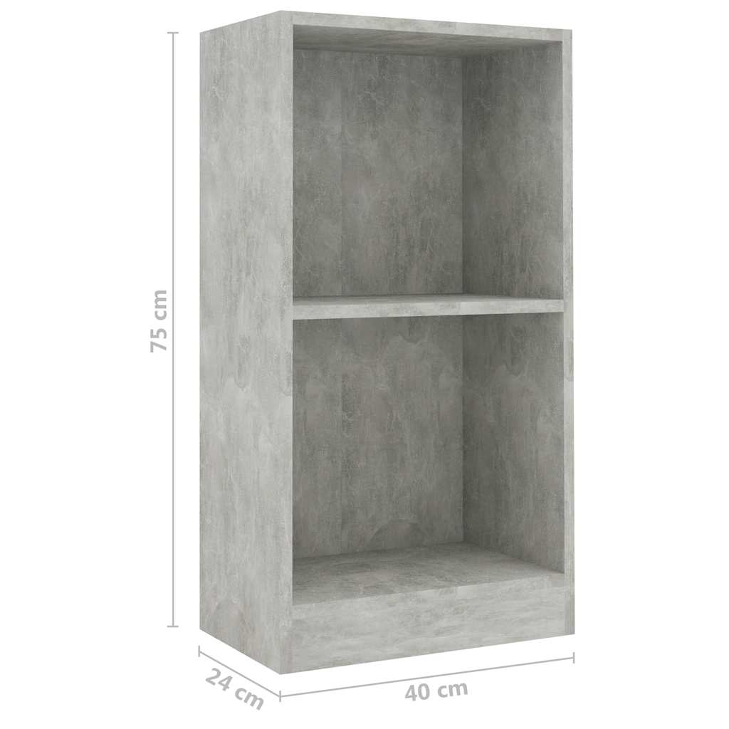 Βιβλιοθήκη Γκρι από Σκυρόδεμα 40 x 24 x 75 εκ. από Τεχνητό Ξύλο - Pakobazaar