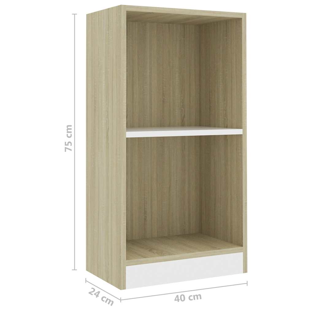 Βιβλιοθήκη Λευκό/Sonoma Δρυς 40 x 24 x 75 εκ. από Μοριοσανίδα