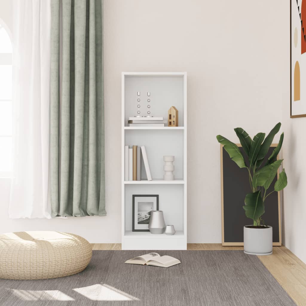 Βιβλιοθήκη με 3 Ράφια Λευκή 40x24x109 εκ. Επεξεργασμένο Ξύλο