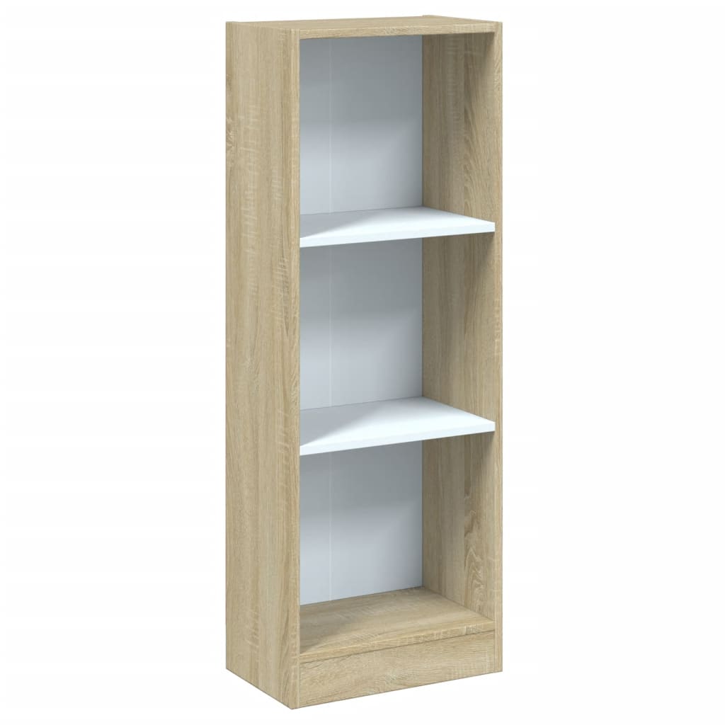 Βιβλιοθήκη με 3 Ράφια Λευκό/Sonoma 40x24x109 εκ. Επεξεργ. Ξύλο