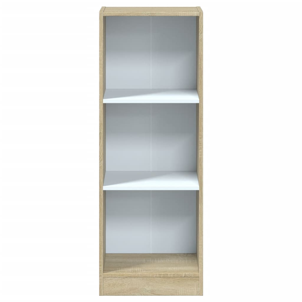 Βιβλιοθήκη με 3 Ράφια Λευκό/Sonoma 40x24x109 εκ. Επεξεργ. Ξύλο