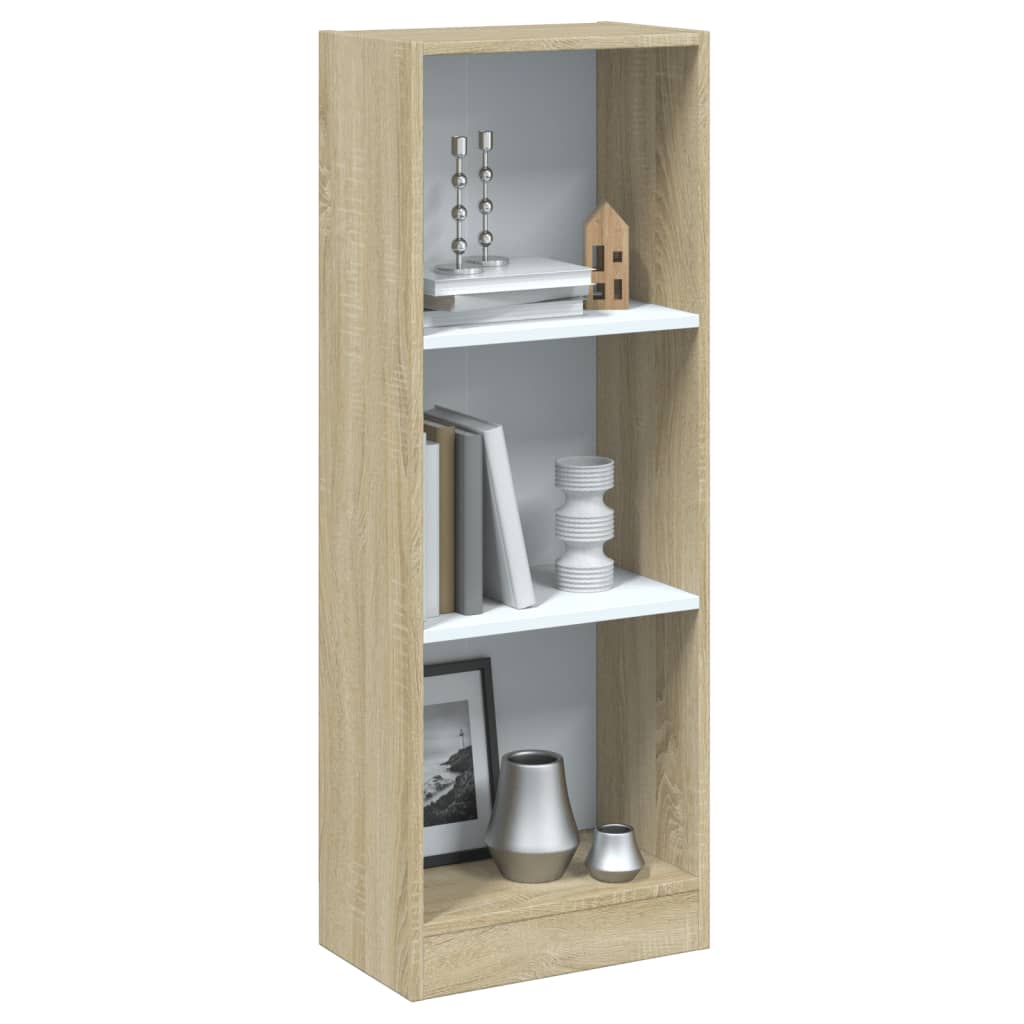 Βιβλιοθήκη με 3 Ράφια Λευκό/Sonoma 40x24x109 εκ. Επεξεργ. Ξύλο