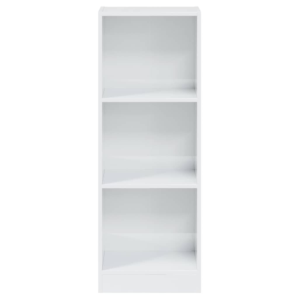 Βιβλιοθήκη με 3 Ράφια Γυαλ. Λευκό 40x24x109 εκ. Επεξεργ. Ξύλο