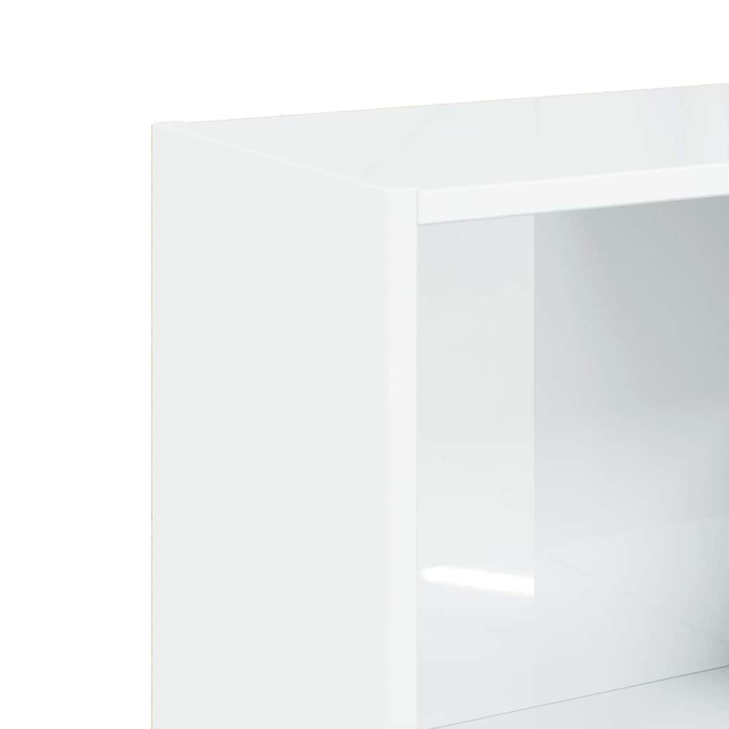 Βιβλιοθήκη με 3 Ράφια Γυαλ. Λευκό 40x24x109 εκ. Επεξεργ. Ξύλο
