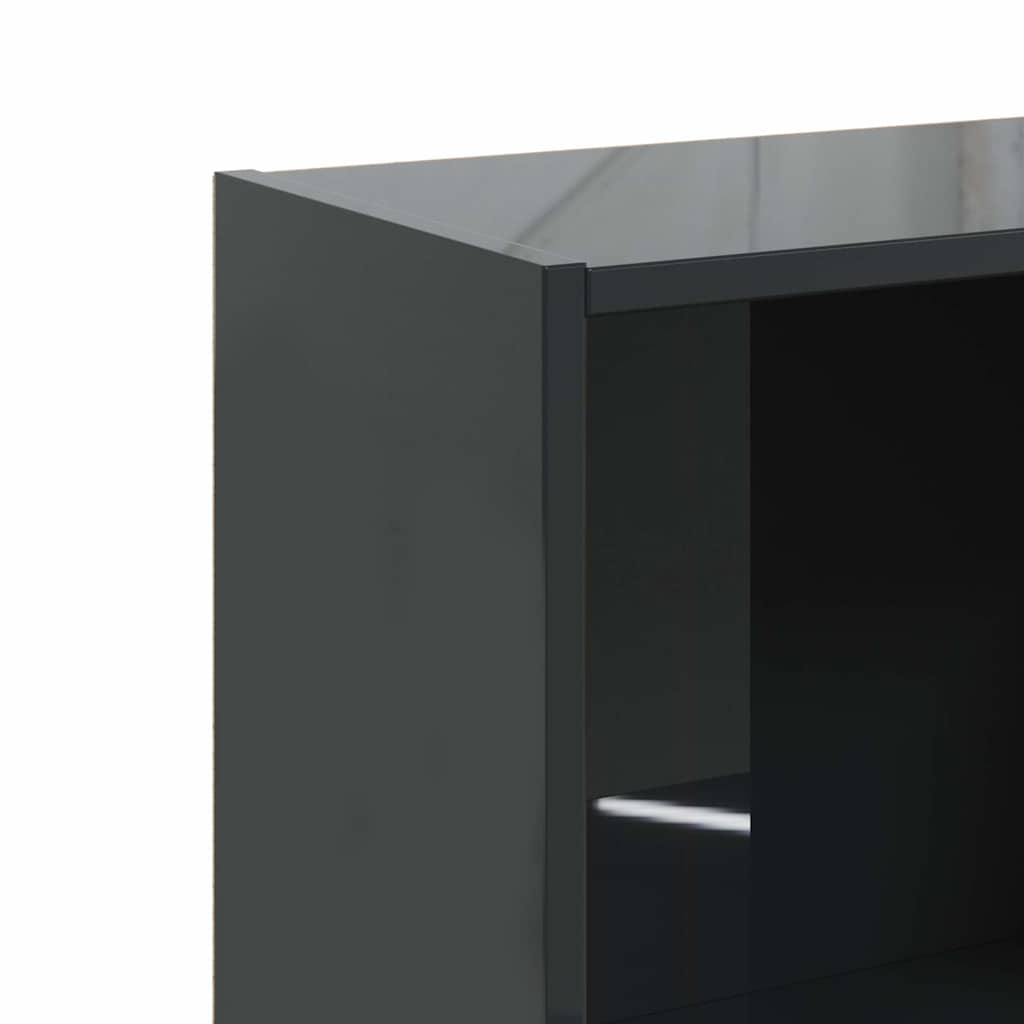 Βιβλιοθήκη με 3 Ράφια Γυαλ. Μαύρο 40x24x109 εκ. Επεξεργ. Ξύλο