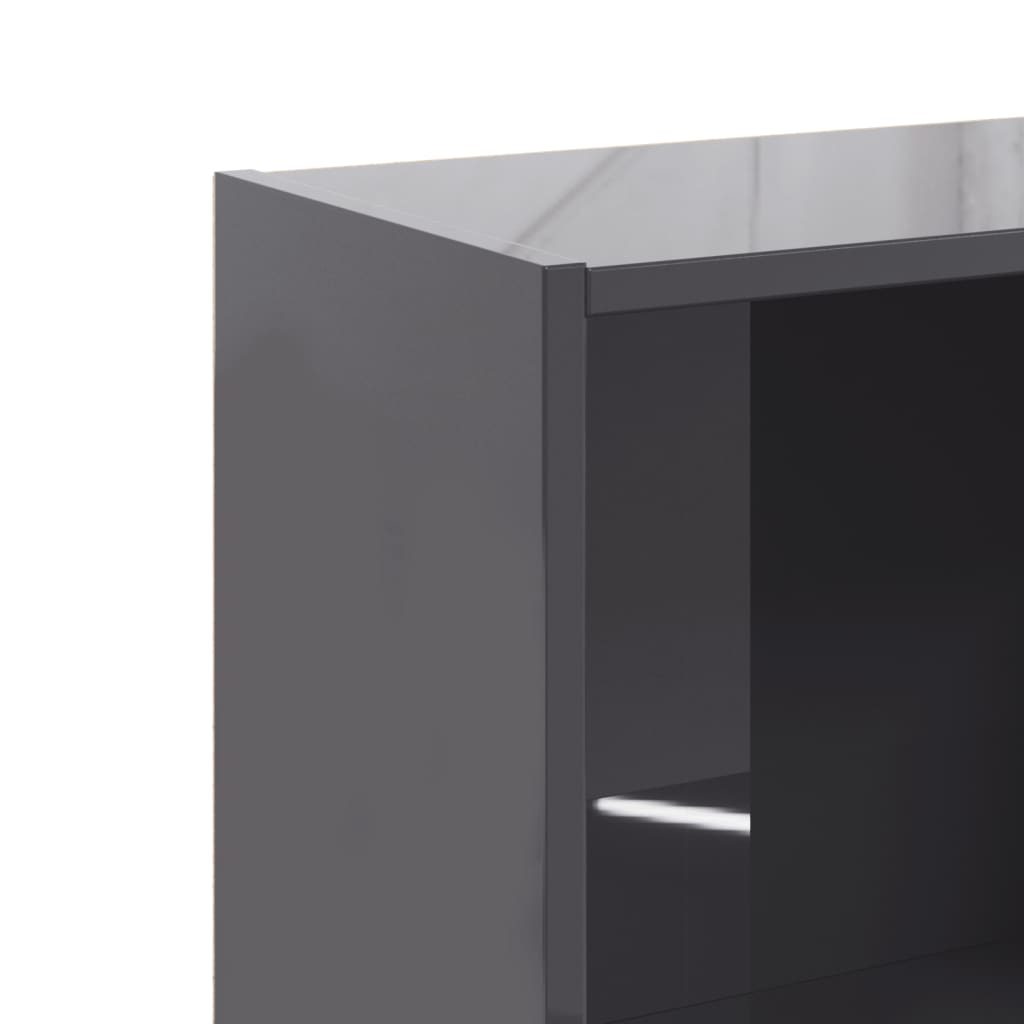 Βιβλιοθήκη με 3 Ράφια Γυαλ. Γκρι 40x24x109 εκ. Επεξεργ. Ξύλο